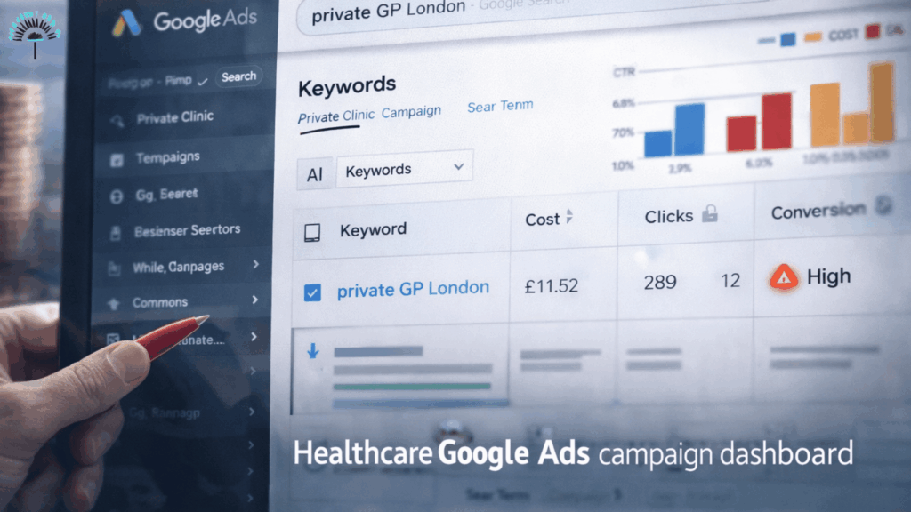“Healthcare Google Ads UK campaign dashboard”