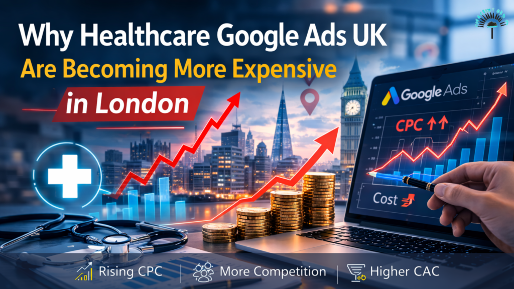 Healthcare Google Ads UK campaign cost increase dashboard
